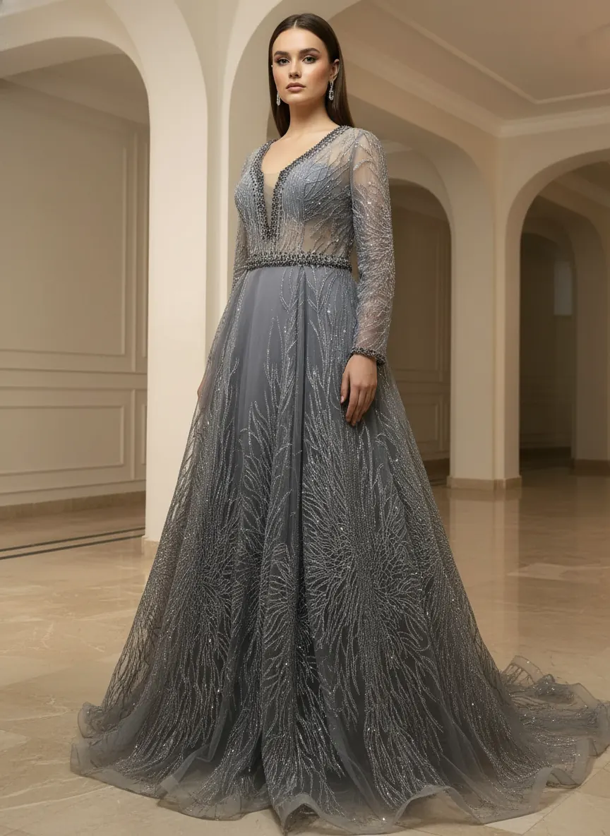 Elegant evening dress available for rent and sale from Mohamed Nada